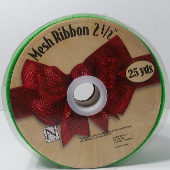2 Rolls Deco Mesh Ribbon Green 2 1/2" 25 Yards - Picture 3 of 5